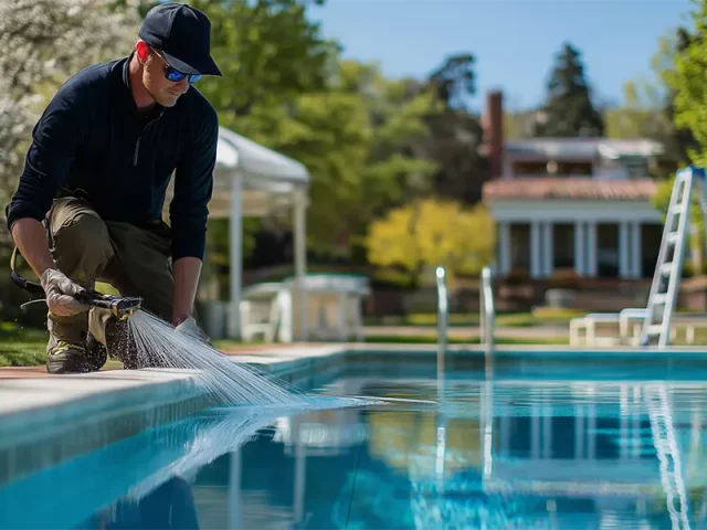 Professional pool cleaning water surface