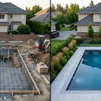 How Pool Remodeling Companies Create Low-Maintenance Pool Designs Pool remodeling companies transforming a backyard construction site into a modern swimming pool