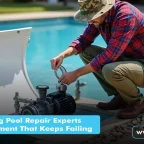 How Swimming Pool Repair Experts Fix Pool Equipment That Keeps Failing Swimming pool repair experts fixing pool equipment beside a swimming pool